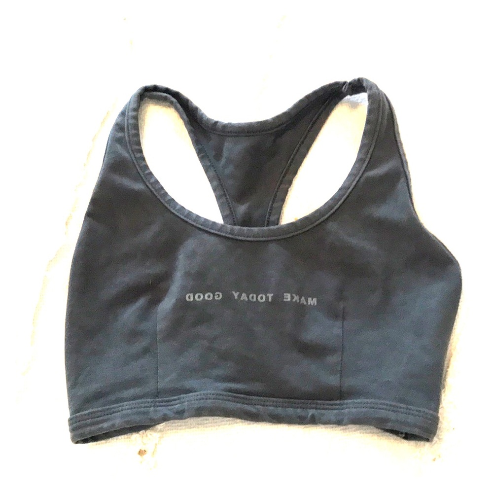 Cotton sports bra with mirror image quote